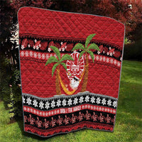 French Polynesia Christmas Quilt Tiare Chilling Santa Oaoa I teie Noera - Polynesian Pride