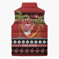 French Polynesia Christmas Sleeveless Puffer Jacket Tiare Chilling Santa Oaoa I teie Noera LT14 - Polynesian Pride