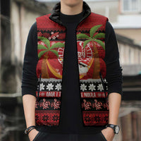 French Polynesia Christmas Sleeveless Puffer Jacket Tiare Chilling Santa Oaoa I teie Noera LT14 - Polynesian Pride