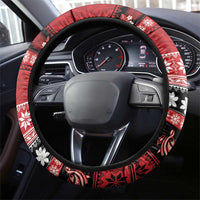 French Polynesia Christmas Steering Wheel Cover Tiare Chilling Santa Oaoa I teie Noera LT14 - Polynesian Pride