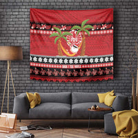 French Polynesia Christmas Tapestry Tiare Chilling Santa Oaoa I teie Noera - Polynesian Pride