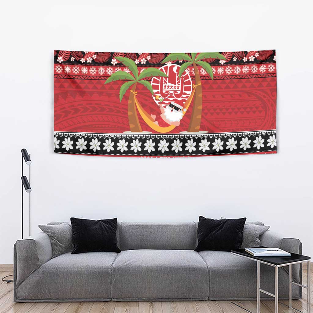 French Polynesia Christmas Tapestry Tiare Chilling Santa Oaoa I teie Noera - Polynesian Pride