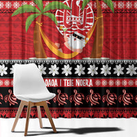 French Polynesia Christmas Window Curtain Tiare Chilling Santa Oaoa I teie Noera - Polynesian Pride
