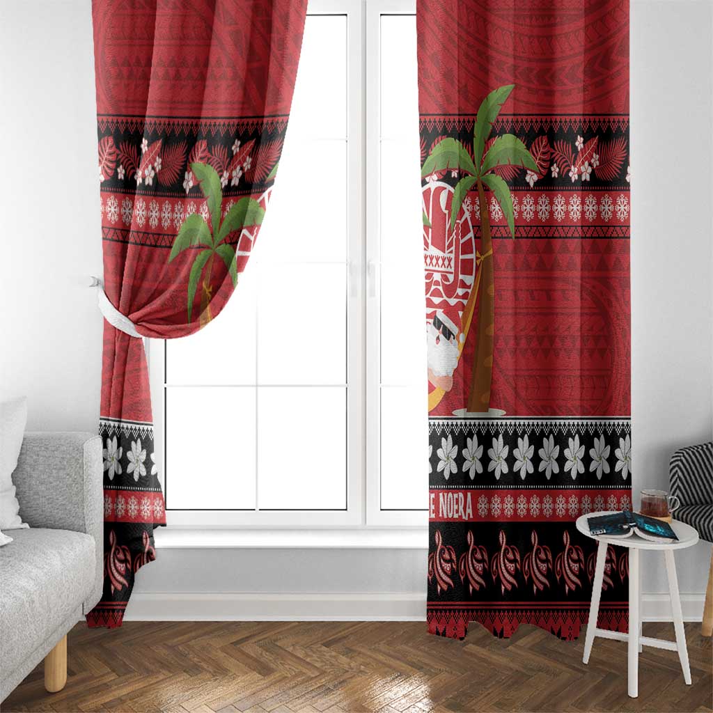 French Polynesia Christmas Window Curtain Tiare Chilling Santa Oaoa I teie Noera - Polynesian Pride