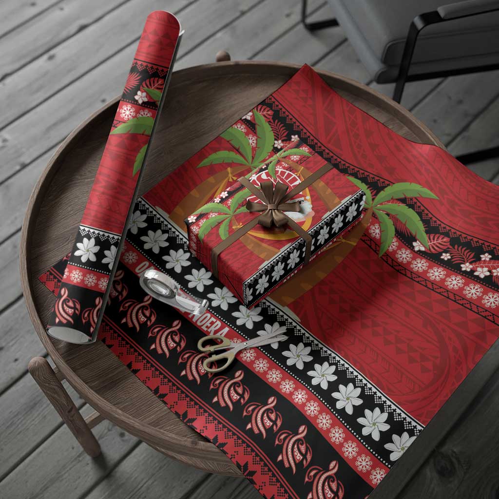 French Polynesia Christmas Wrapping Paper Tiare Chilling Santa Oaoa I teie Noera LT14 - Polynesian Pride