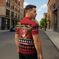 French Polynesia Christmas Zipper Polo Shirt Tiare Chilling Santa Oaoa I teie Noera LT14 - Polynesian Pride