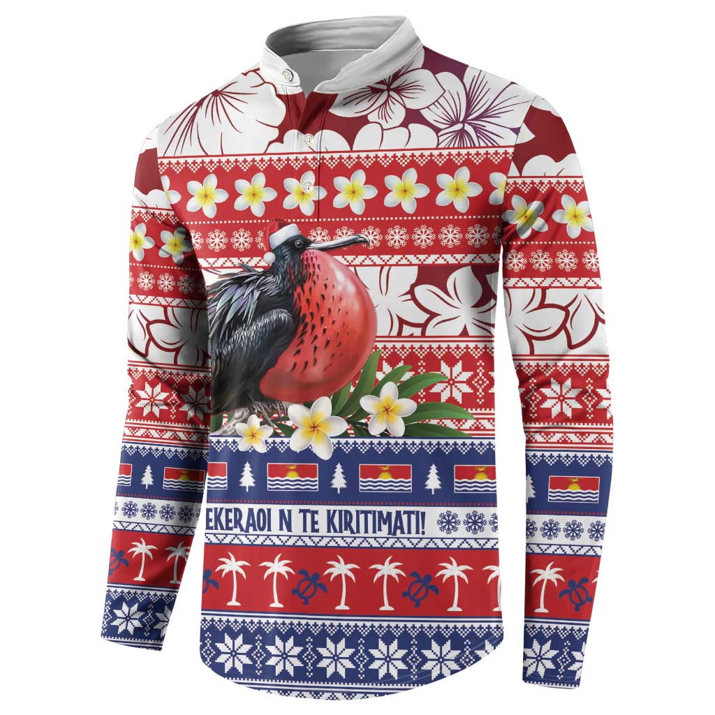 Kiribati Christmas Button Sweatshirt Frigatebird Santa Tekeraoi n te Kiritimati - Polynesian Pride