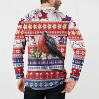 Kiribati Christmas Button Sweatshirt Frigatebird Santa Tekeraoi n te Kiritimati - Polynesian Pride