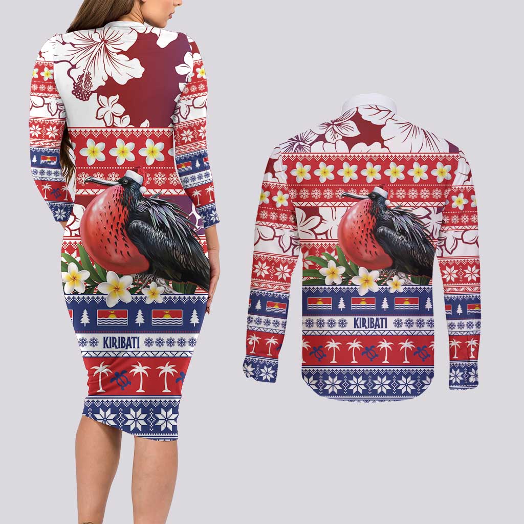Kiribati Christmas Couples Matching Long Sleeve Bodycon Dress and Long Sleeve Button Shirt Frigatebird Santa Tekeraoi n te Kiritimati - Polynesian Pride