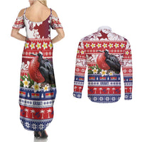 Kiribati Christmas Couples Matching Summer Maxi Dress and Long Sleeve Button Shirt Frigatebird Santa Tekeraoi n te Kiritimati - Polynesian Pride
