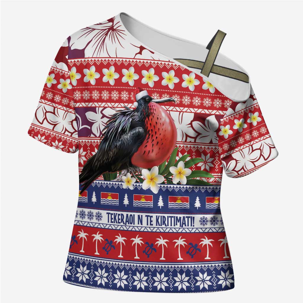 Kiribati Christmas Cross Shoulder Shirt Frigatebird Santa Tekeraoi n te Kiritimati - Polynesian Pride