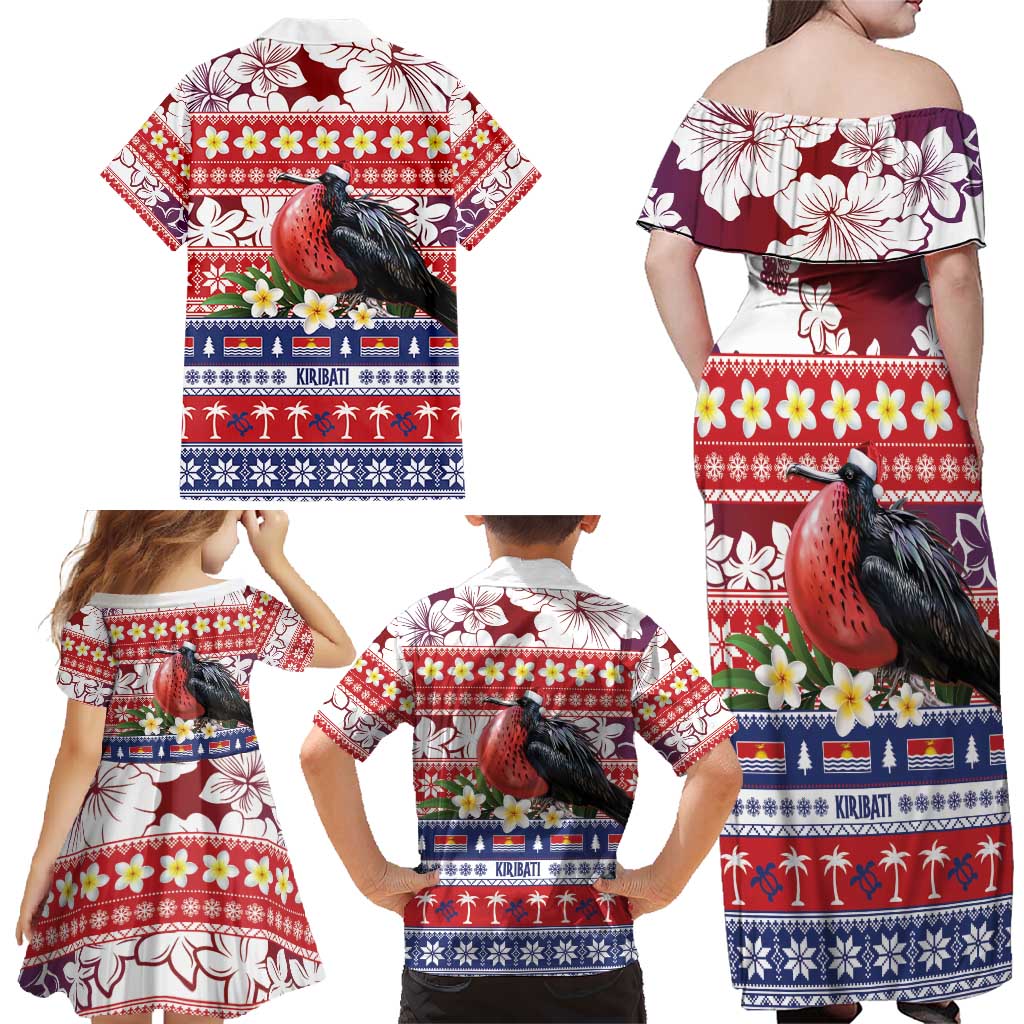 Kiribati Christmas Family Matching Off Shoulder Maxi Dress and Hawaiian Shirt Frigatebird Santa Tekeraoi n te Kiritimati - Polynesian Pride