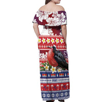 Kiribati Christmas Family Matching Off Shoulder Maxi Dress and Hawaiian Shirt Frigatebird Santa Tekeraoi n te Kiritimati - Polynesian Pride