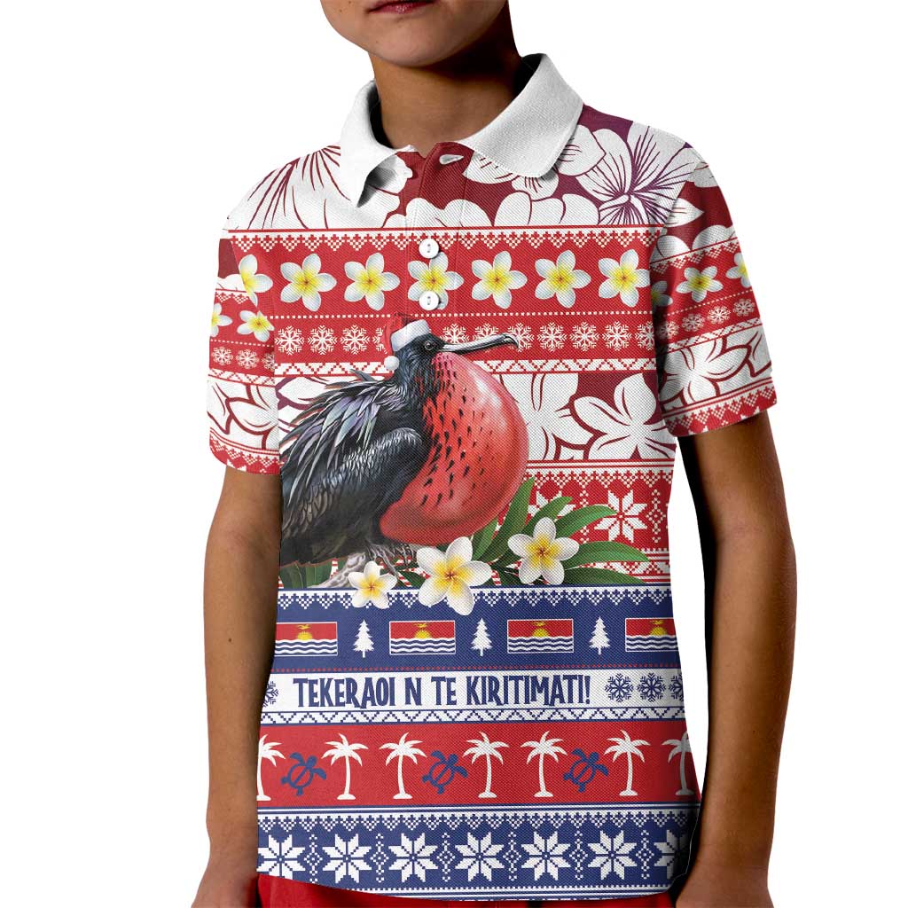 Kiribati Christmas Kid Polo Shirt Frigatebird Santa Tekeraoi n te Kiritimati - Polynesian Pride