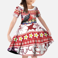 Kiribati Christmas Kid Short Sleeve Dress Frigatebird Santa Tekeraoi n te Kiritimati - Polynesian Pride