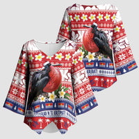 Kiribati Christmas Kimono Sleeve Blouse Frigatebird Santa Tekeraoi n te Kiritimati - Polynesian Pride