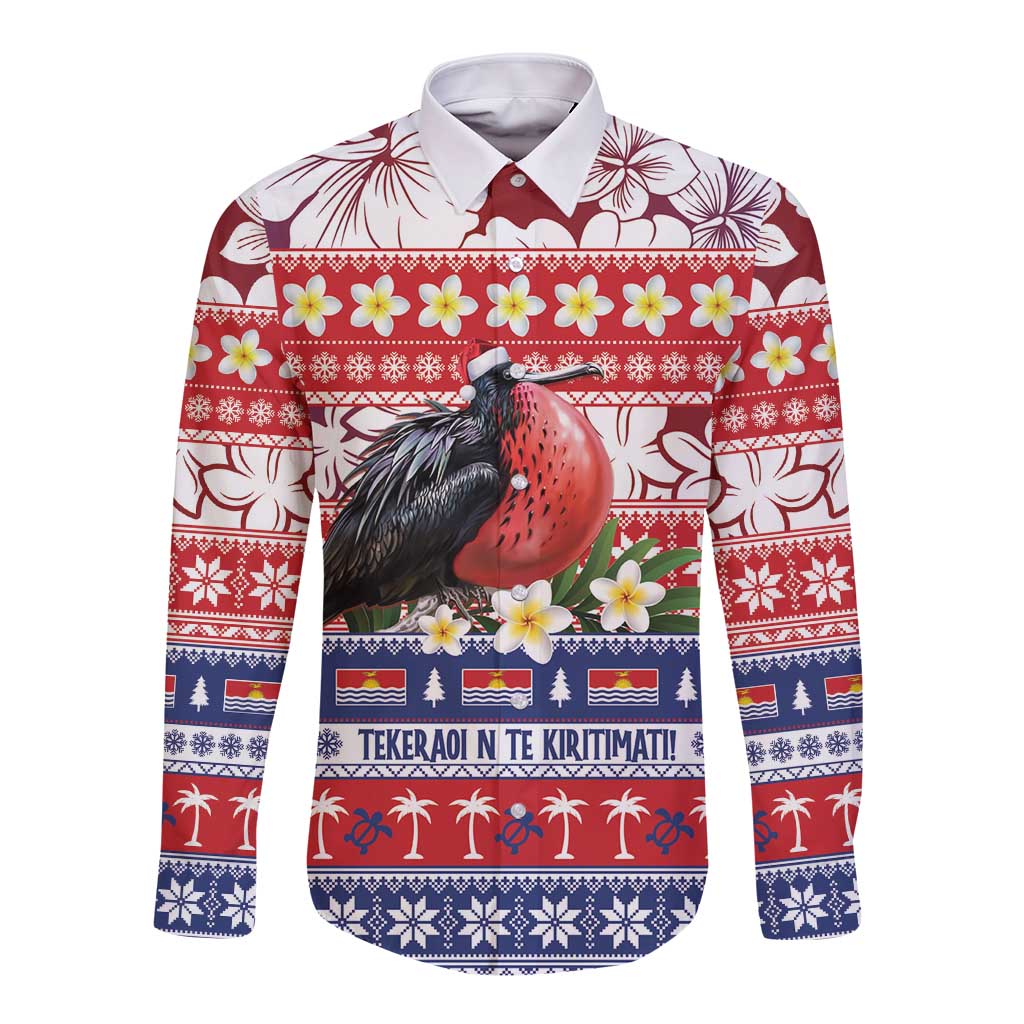 Kiribati Christmas Long Sleeve Button Shirt Frigatebird Santa Tekeraoi n te Kiritimati - Polynesian Pride