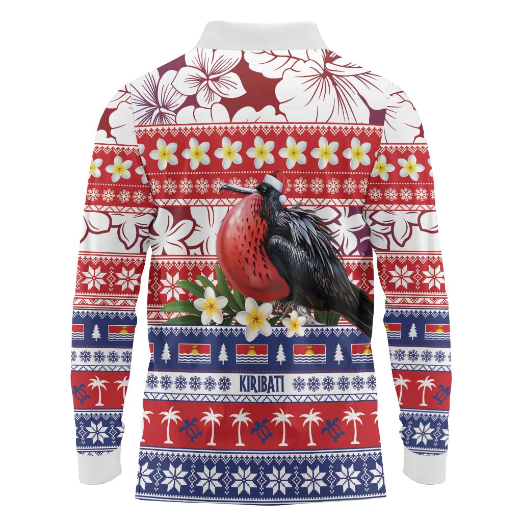 Kiribati Christmas Long Sleeve Polo Shirt Frigatebird Santa Tekeraoi n te Kiritimati - Polynesian Pride