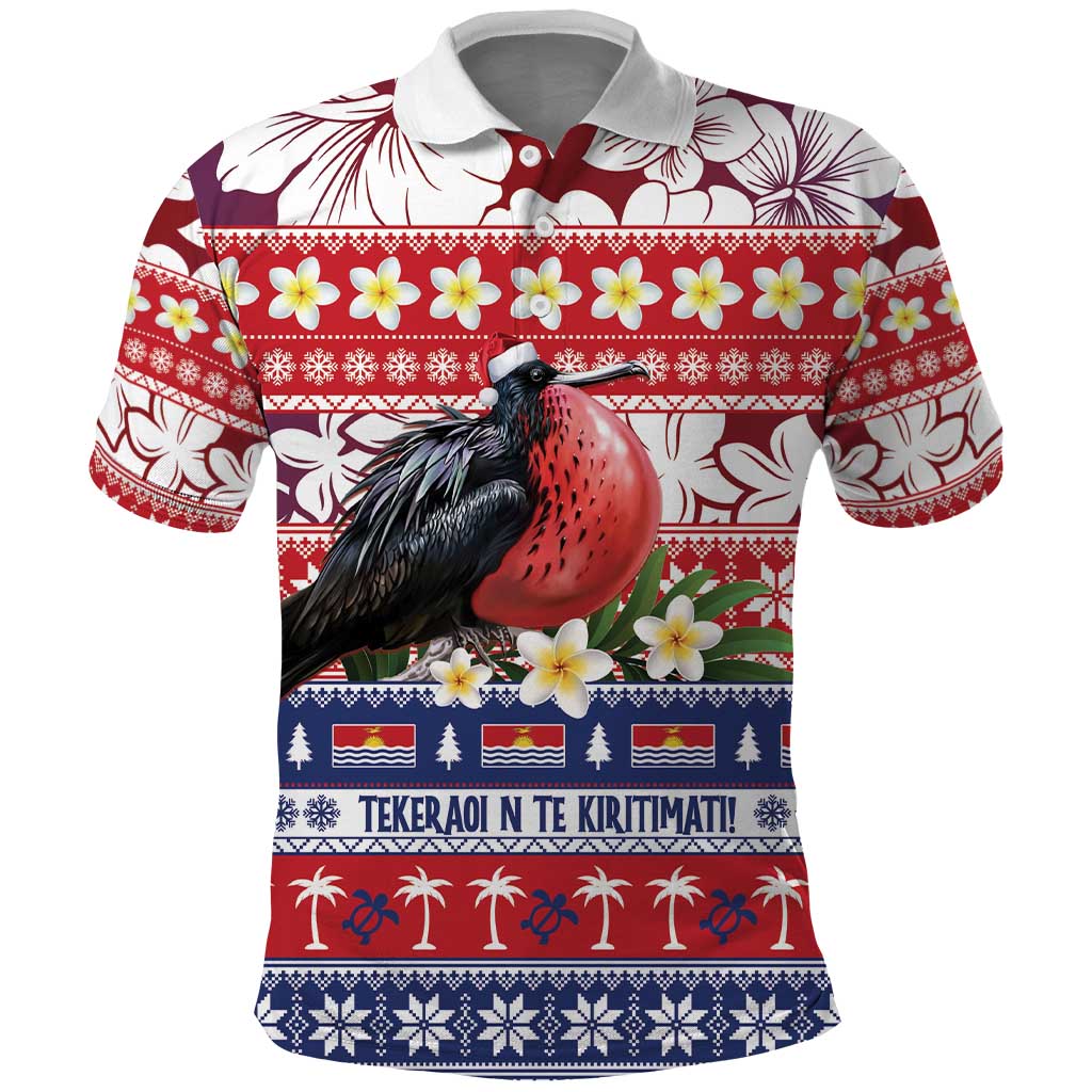 Kiribati Christmas Polo Shirt Frigatebird Santa Tekeraoi n te Kiritimati - Polynesian Pride