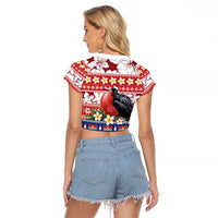 Kiribati Christmas Raglan Cropped T Shirt Frigatebird Santa Tekeraoi n te Kiritimati - Polynesian Pride