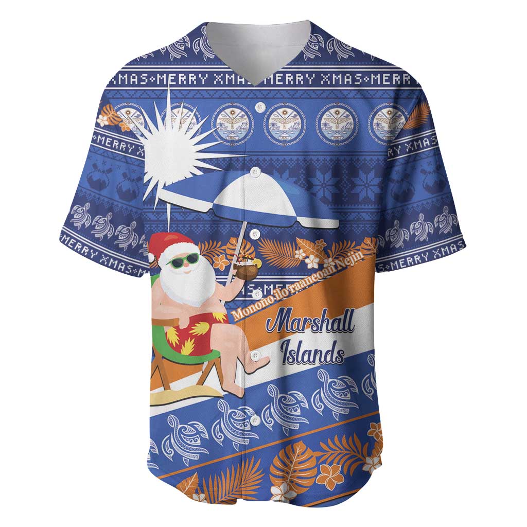 Marshall Islands Christmas Baseball Jersey Beachy Santa Monono ilo raaneoan Nejin - Polynesian Pride