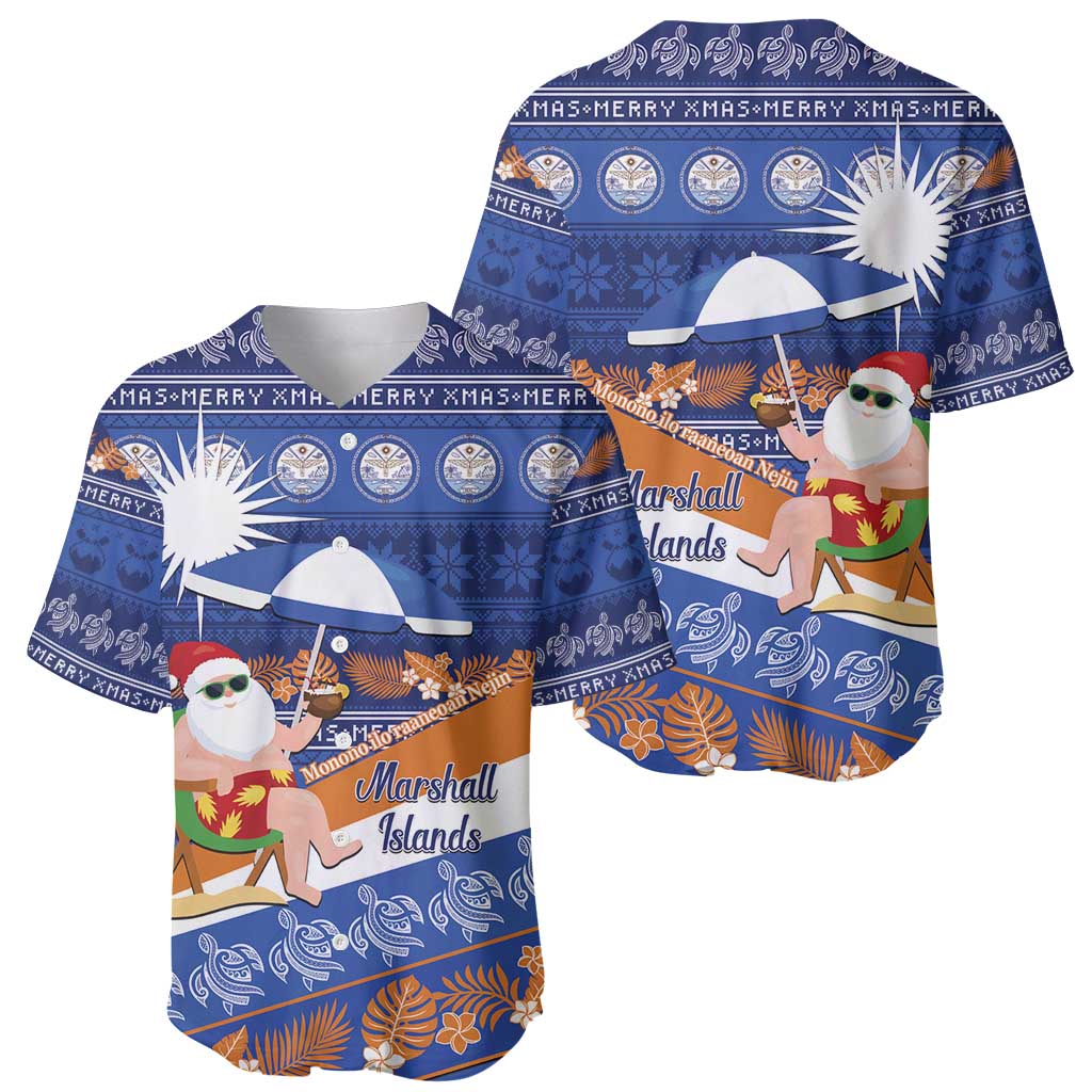 Marshall Islands Christmas Baseball Jersey Beachy Santa Monono ilo raaneoan Nejin - Polynesian Pride