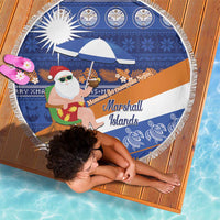 Marshall Islands Christmas Beach Blanket Beachy Santa Monono ilo raaneoan Nejin - Polynesian Pride