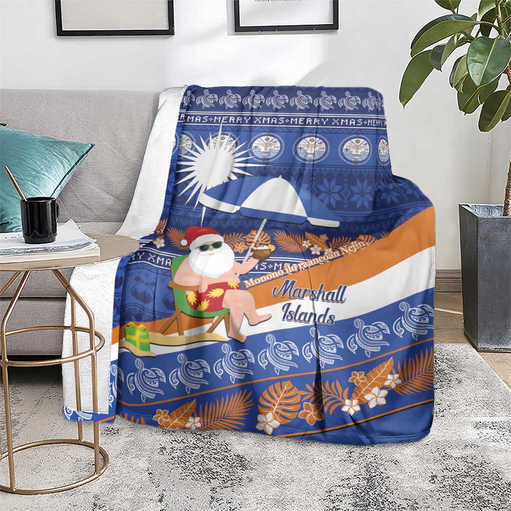 Marshall Islands Christmas Blanket Beachy Santa Monono ilo raaneoan Nejin - Polynesian Pride