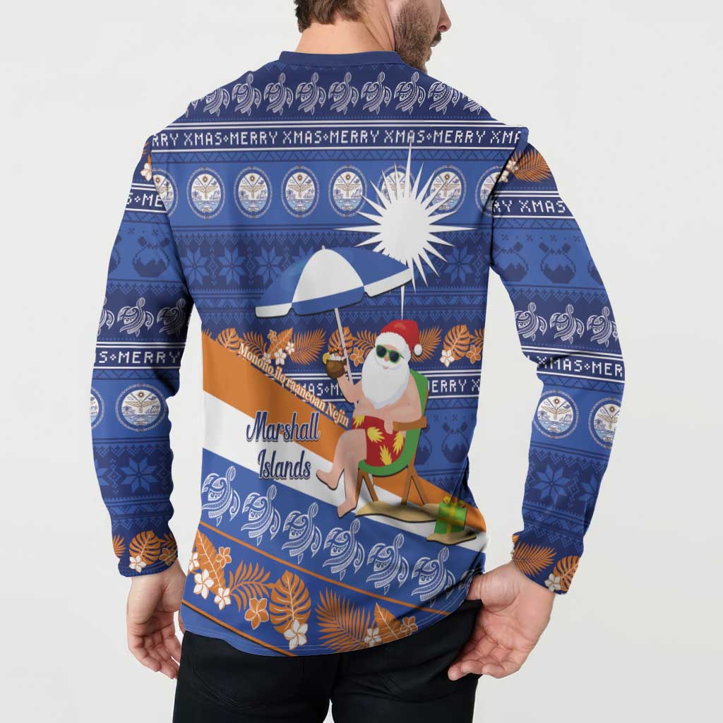 Marshall Islands Christmas Button Sweatshirt Beachy Santa Monono ilo raaneoan Nejin - Polynesian Pride