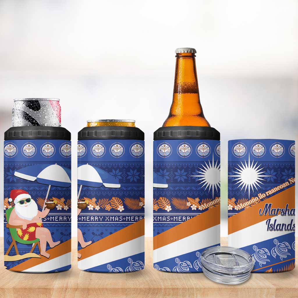 Marshall Islands Christmas 4 in 1 Can Cooler Tumbler Beachy Santa Monono ilo raaneoan Nejin - Polynesian Pride