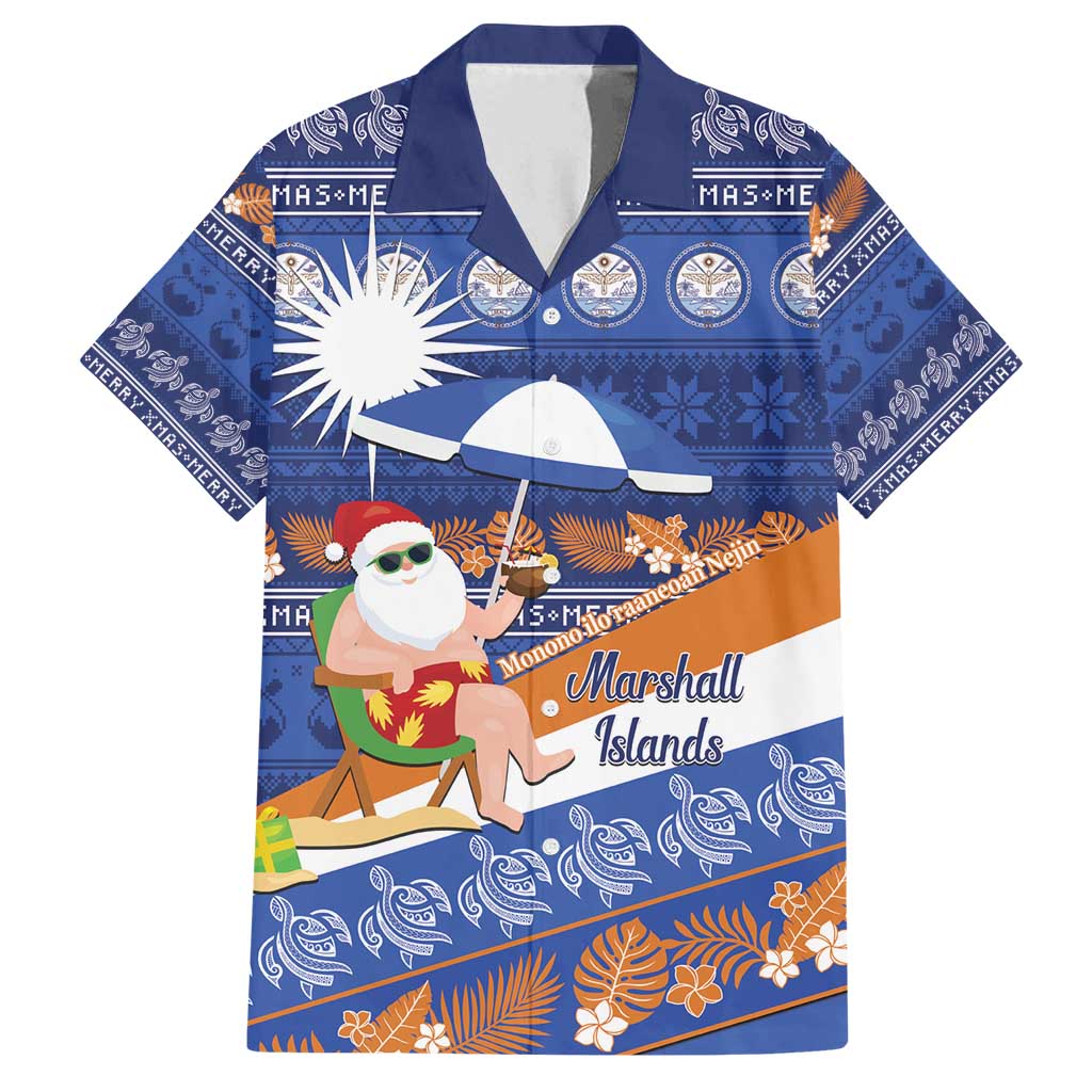 Marshall Islands Christmas Family Matching Long Sleeve Bodycon Dress and Hawaiian Shirt Beachy Santa Monono ilo raaneoan Nejin - Polynesian Pride