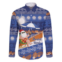 Marshall Islands Christmas Family Matching Off The Shoulder Long Sleeve Dress and Hawaiian Shirt Beachy Santa Monono ilo raaneoan Nejin - Polynesian Pride