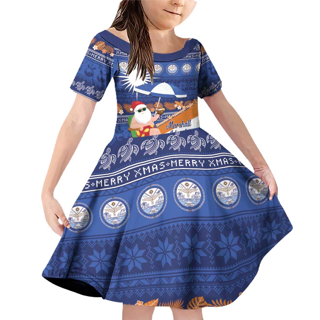 Marshall Islands Christmas Family Matching Off Shoulder Short Dress and Hawaiian Shirt Beachy Santa Monono ilo raaneoan Nejin - Polynesian Pride