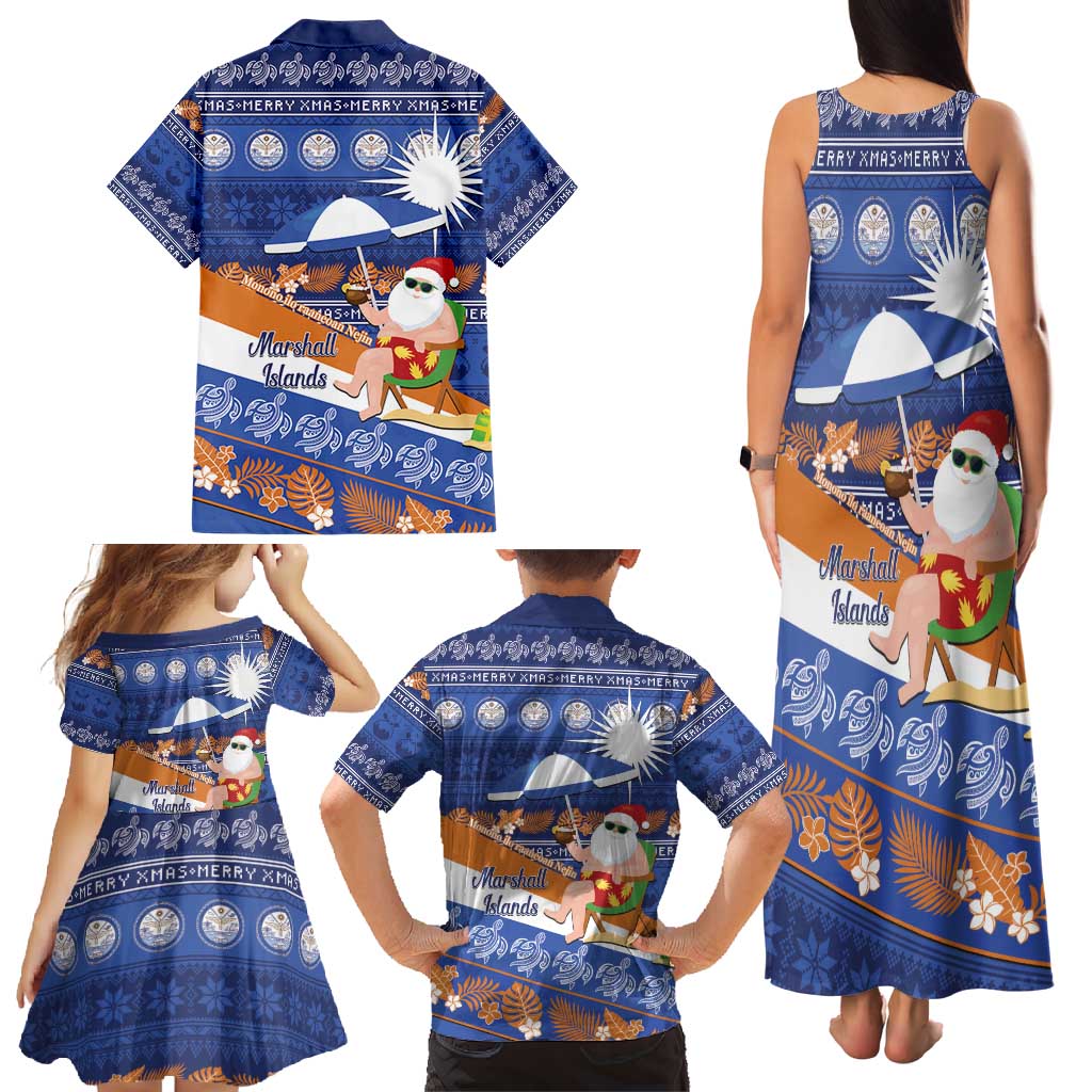Marshall Islands Christmas Family Matching Tank Maxi Dress and Hawaiian Shirt Beachy Santa Monono ilo raaneoan Nejin - Polynesian Pride