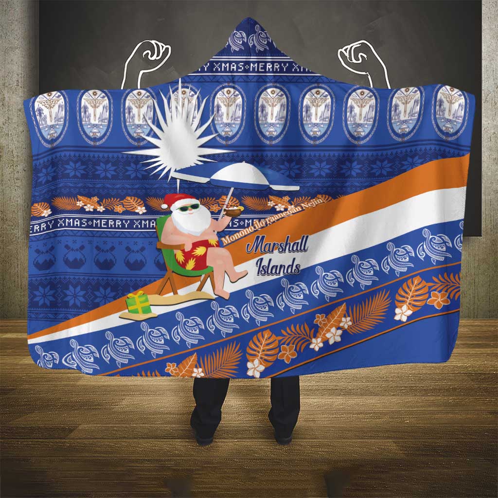 Marshall Islands Christmas Hooded Blanket Beachy Santa Monono ilo raaneoan Nejin - Polynesian Pride