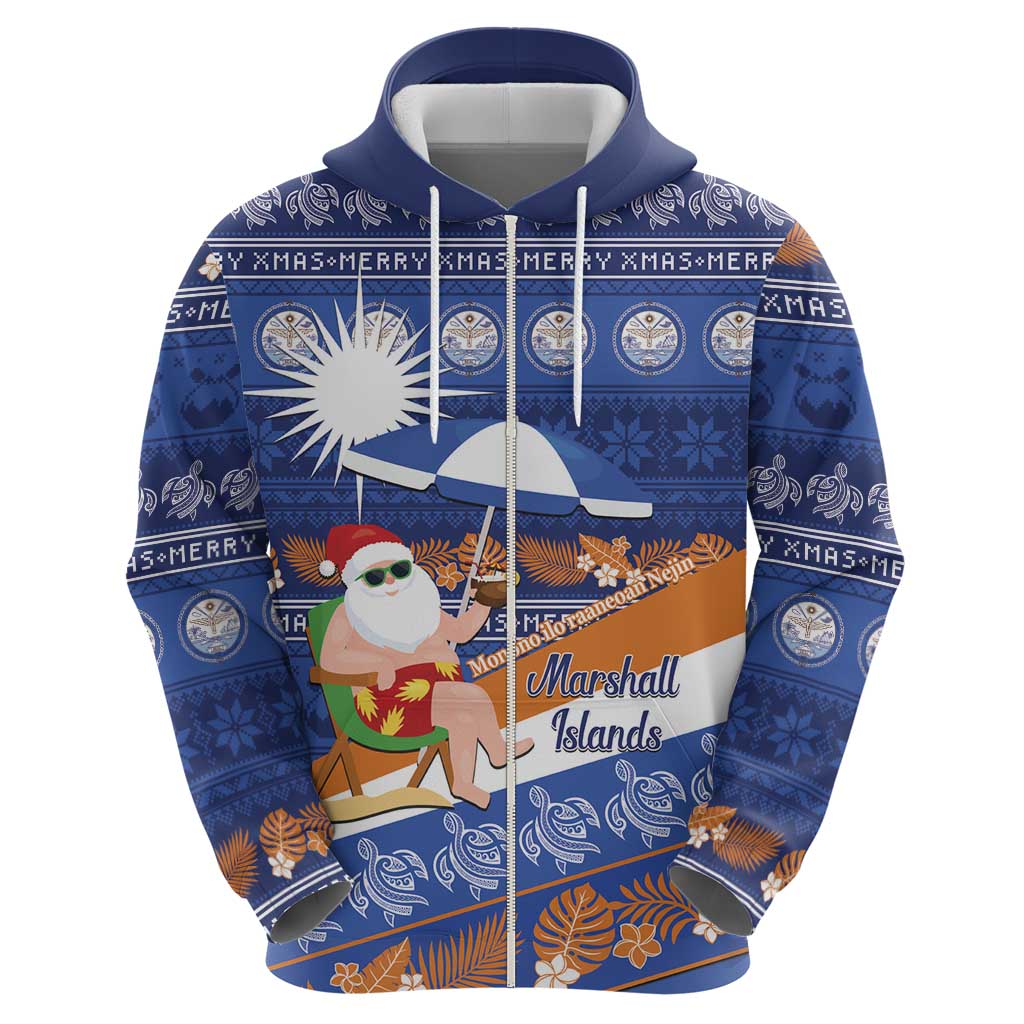 Marshall Islands Christmas Hoodie Beachy Santa Monono ilo raaneoan Nejin - Polynesian Pride