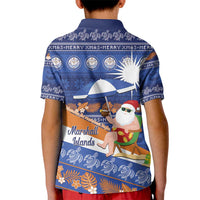 Marshall Islands Christmas Kid Polo Shirt Beachy Santa Monono ilo raaneoan Nejin - Polynesian Pride