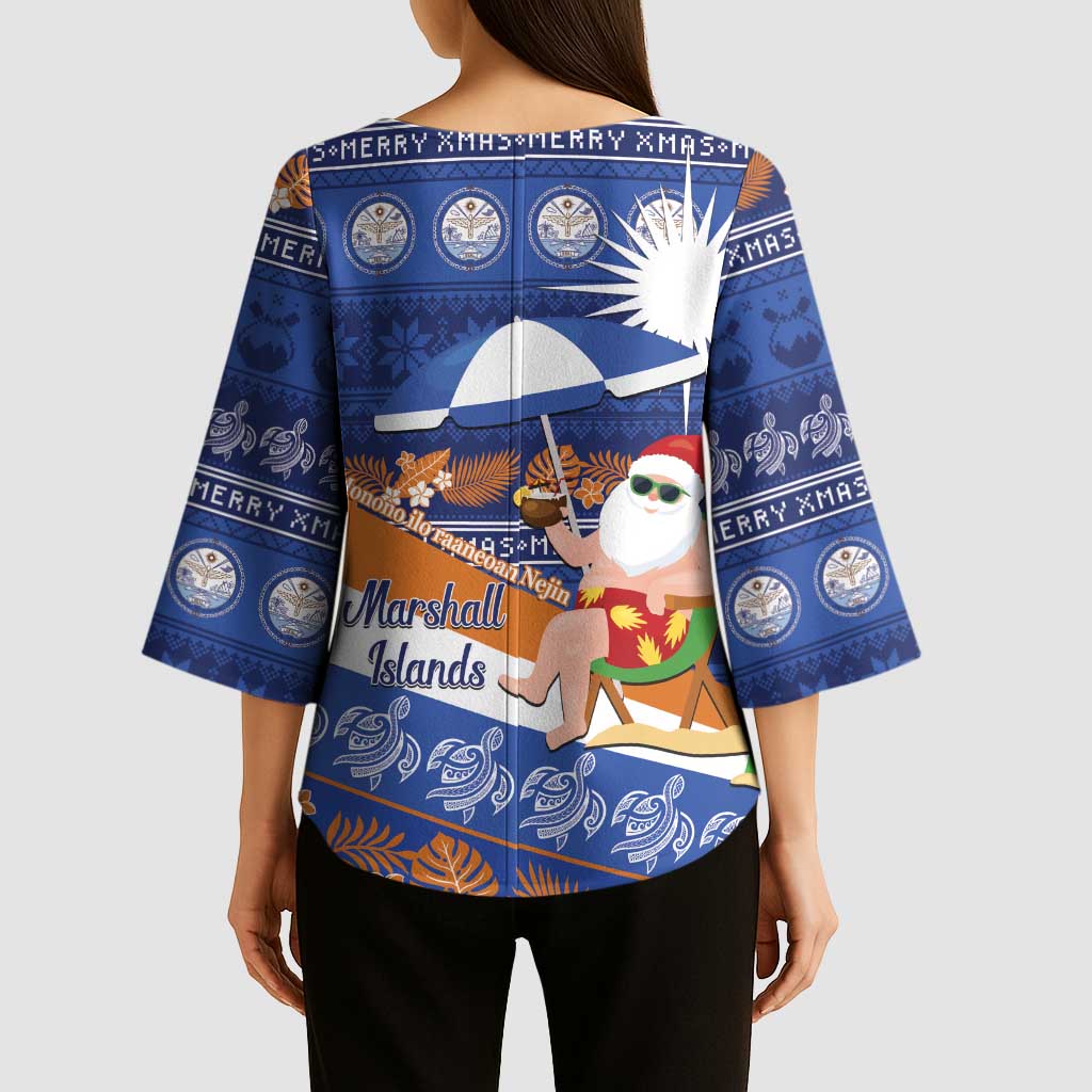 Marshall Islands Christmas Kimono Sleeve Blouse Beachy Santa Monono ilo raaneoan Nejin - Polynesian Pride