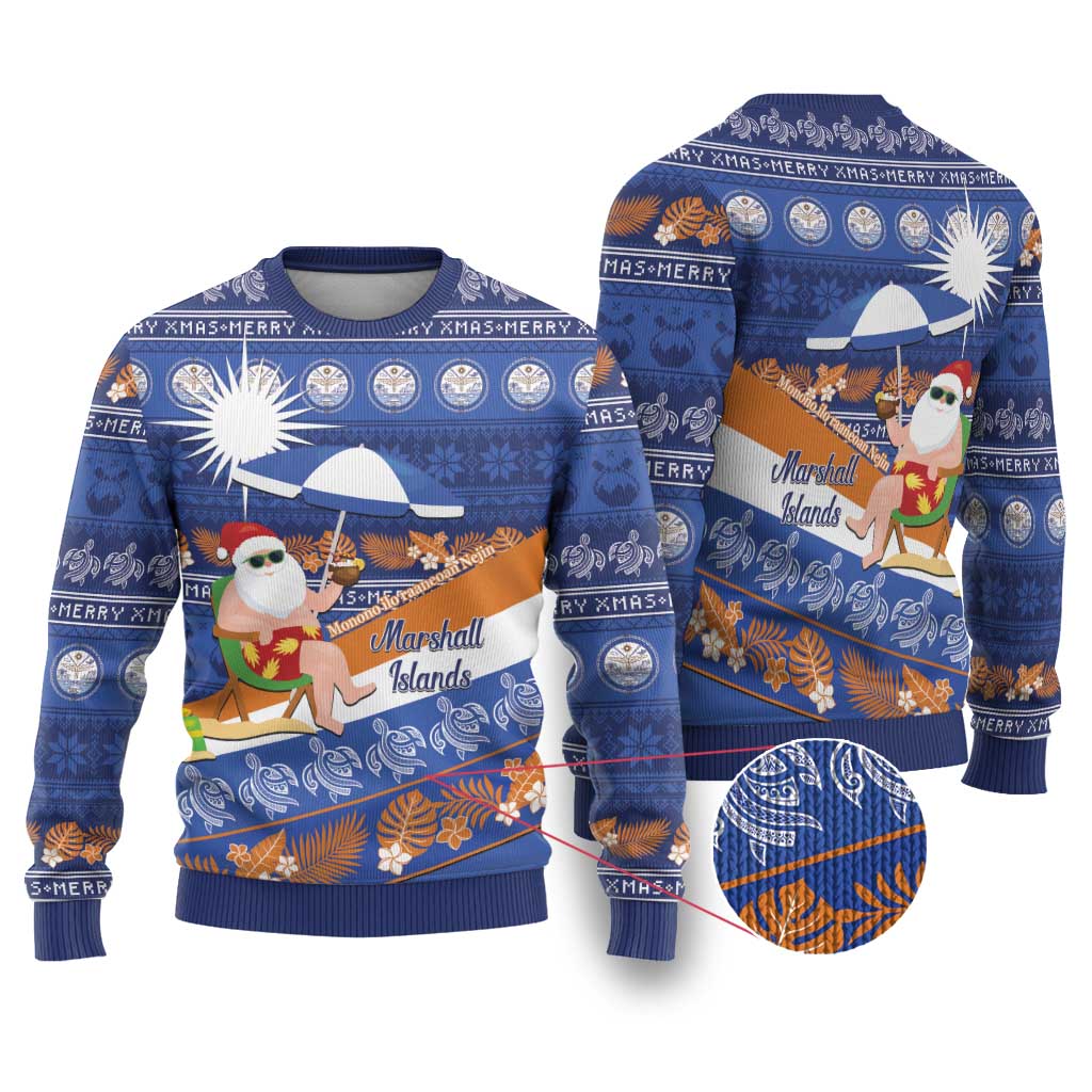 Marshall Islands Christmas Ugly Christmas Sweater Beachy Santa Monono ilo raaneoan Nejin - Polynesian Pride