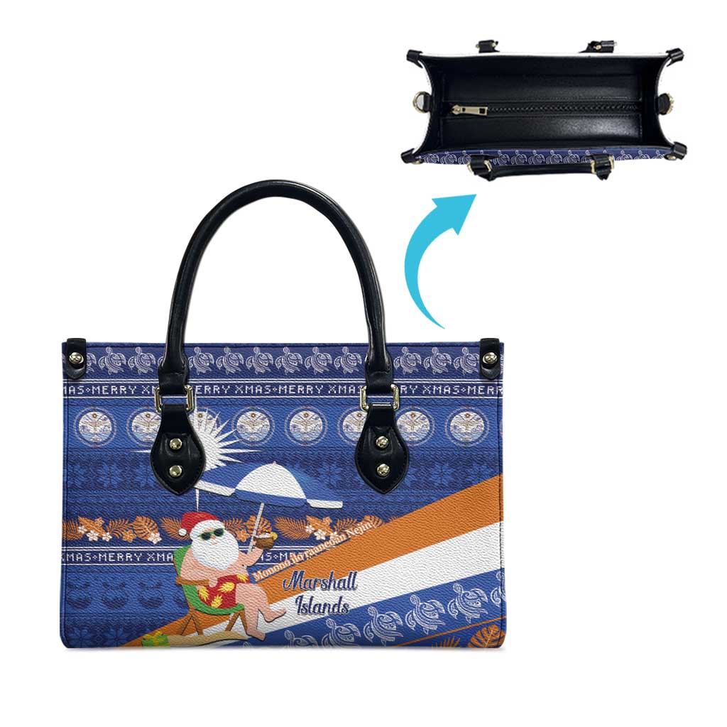 Marshall Islands Christmas Leather Bag Beachy Santa Monono ilo raaneoan Nejin - Polynesian Pride