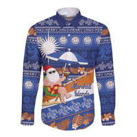 Marshall Islands Christmas Long Sleeve Button Shirt Beachy Santa Monono ilo raaneoan Nejin - Polynesian Pride