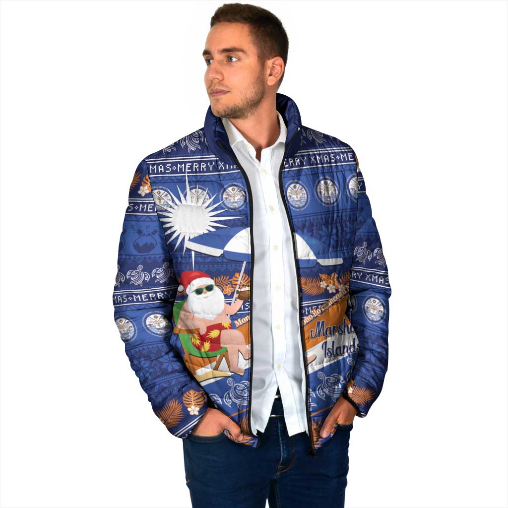 Marshall Islands Christmas Padded Jacket Beachy Santa Monono ilo raaneoan Nejin - Polynesian Pride