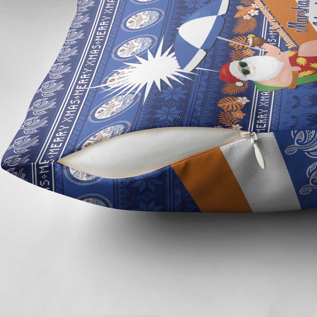 Marshall Islands Christmas Pillow Cover Beachy Santa Monono ilo raaneoan Nejin - Polynesian Pride