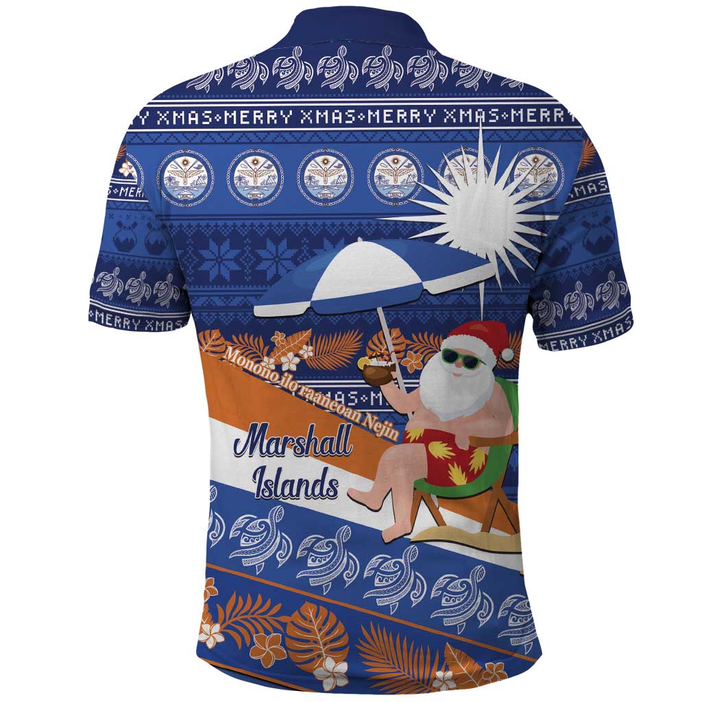 Marshall Islands Christmas Polo Shirt Beachy Santa Monono ilo raaneoan Nejin - Polynesian Pride