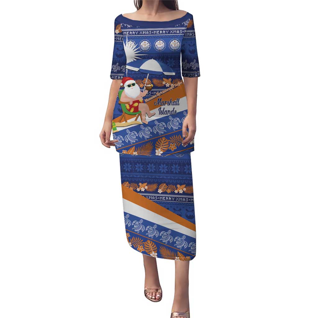 Marshall Islands Christmas Puletasi Beachy Santa Monono ilo raaneoan Nejin - Polynesian Pride