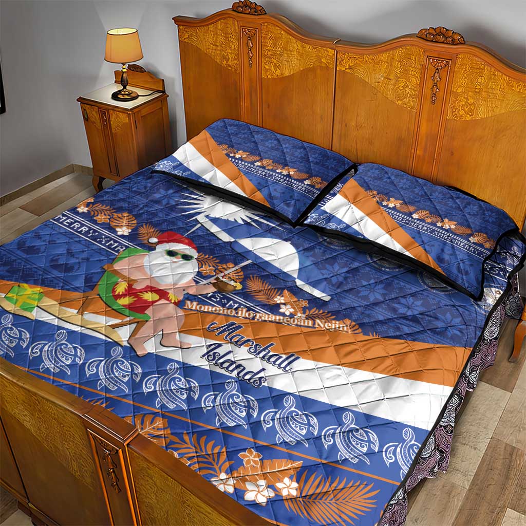 Marshall Islands Christmas Quilt Bed Set Beachy Santa Monono ilo raaneoan Nejin - Polynesian Pride