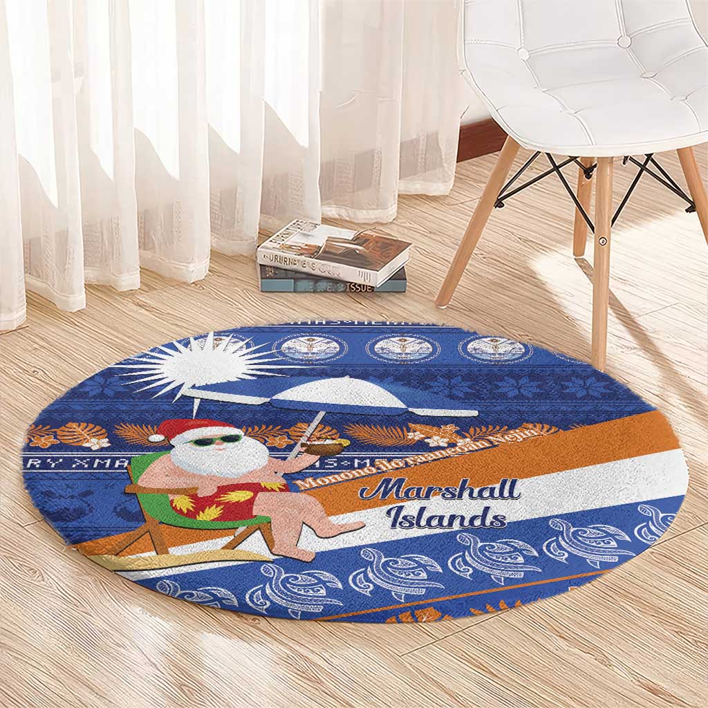 Marshall Islands Christmas Round Carpet Beachy Santa Monono ilo raaneoan Nejin - Polynesian Pride