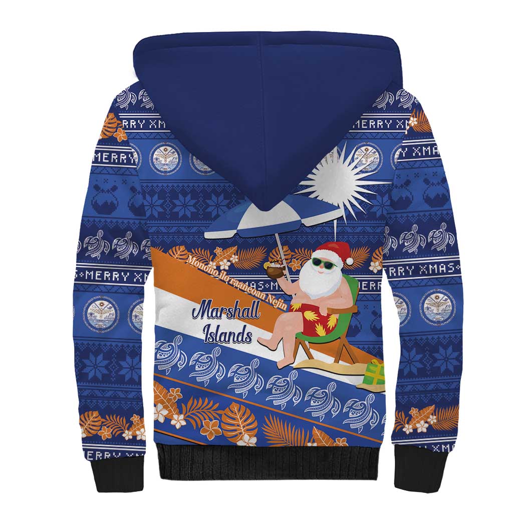 Marshall Islands Christmas Sherpa Hoodie Beachy Santa Monono ilo raaneoan Nejin LT14 - Polynesian Pride