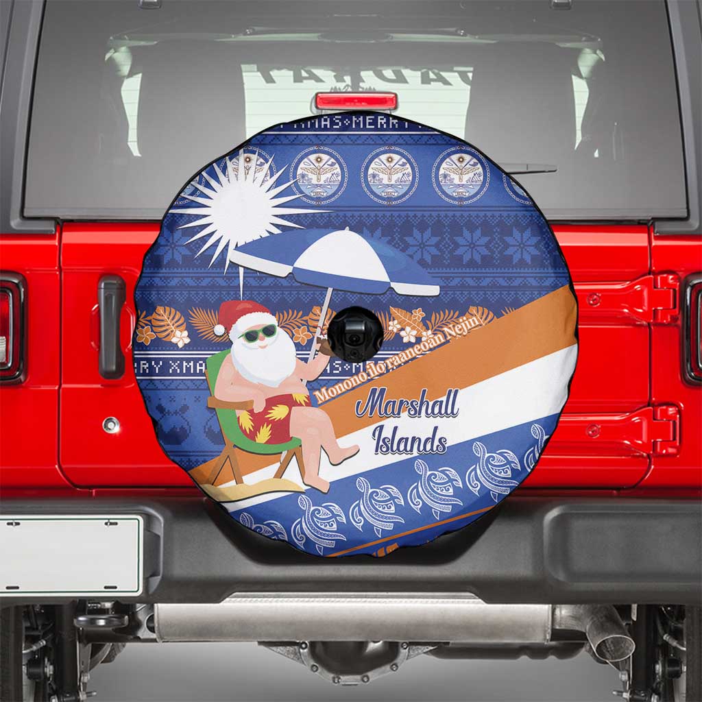 Marshall Islands Christmas Spare Tire Cover Beachy Santa Monono ilo raaneoan Nejin - Polynesian Pride