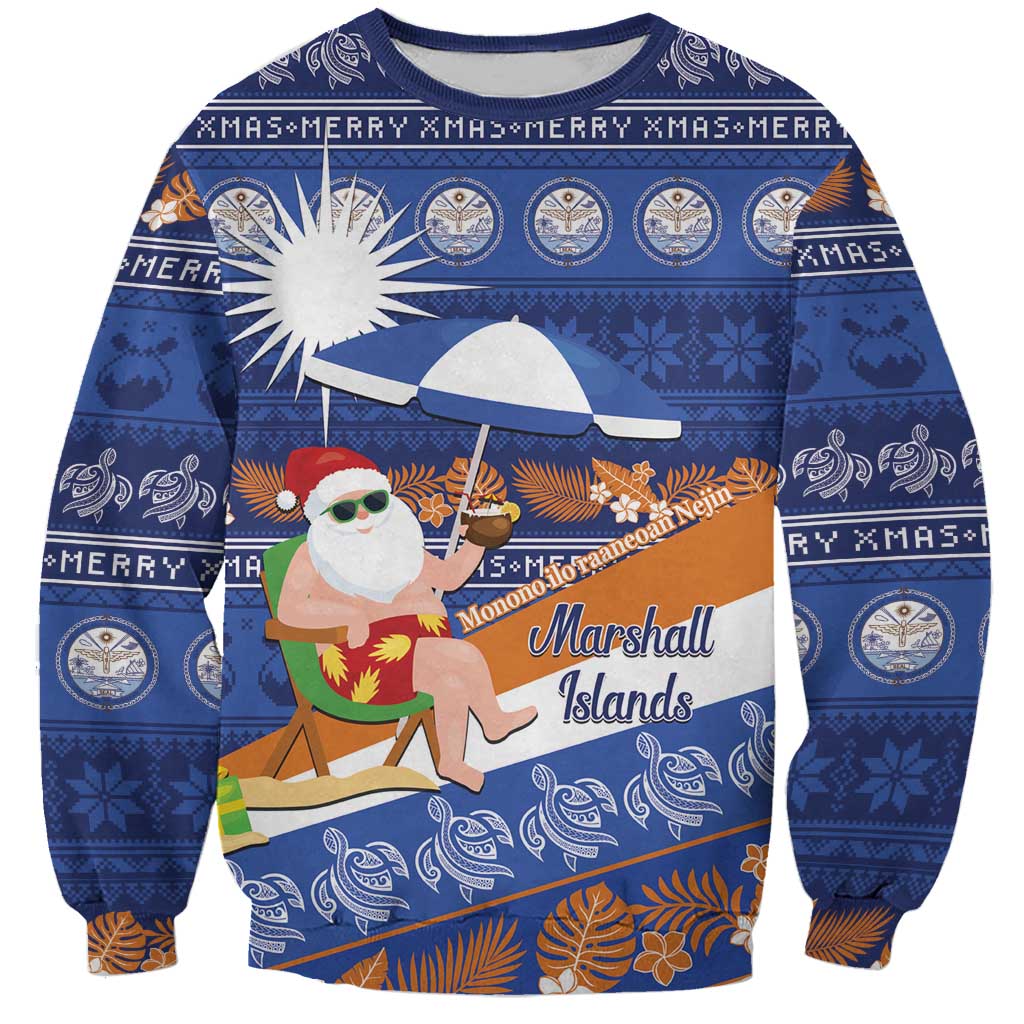 Marshall Islands Christmas Sweatshirt Beachy Santa Monono ilo raaneoan Nejin - Polynesian Pride